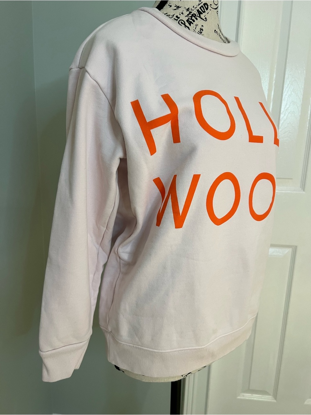 J.Crew Hollywood sweatshirt | faded shell pink bright red lettering | Preowned - Picture 8 of 15